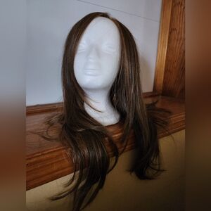 Raquel Welch Lace Front Sleek Long Brown Women's Wig with Subtle Highlights